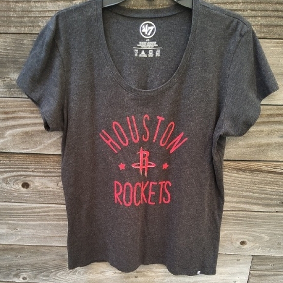 47 Women's Houston Rockets Charcoal Tee Size Large - Picture 1 of 4